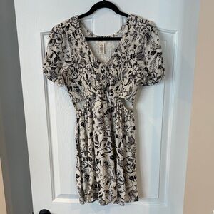Jessica Simpson Black and Cream Floral Mini Dress